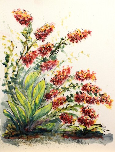 Tekening getiteld "Fleurs d'automne du…" door René Blanchet, Origineel Kunstwerk, Inkt