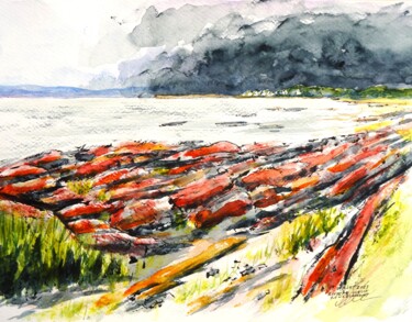 Drawing titled "Berge de Rivière-Ou…" by René Blanchet, Original Artwork, Watercolor