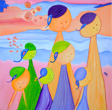 Painting titled "THE BISHOPS FAMILY" by René Georges (RG.), Original Artwork, Oil