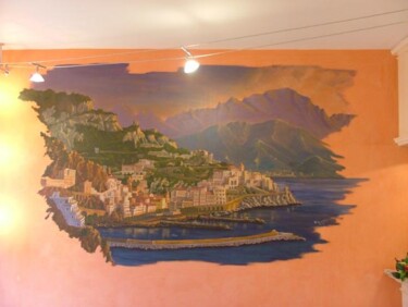 Pintura intitulada "En Italie; Pizzeria" por René Vincent-Viry, Obras de arte originais