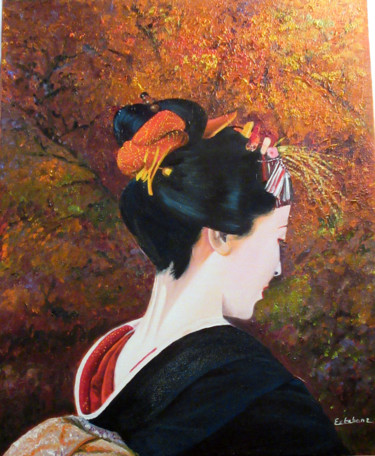 Картина под названием "mitsu-33x41-huile.j…" - Renée Estebanez, Подлинное произведение искусства