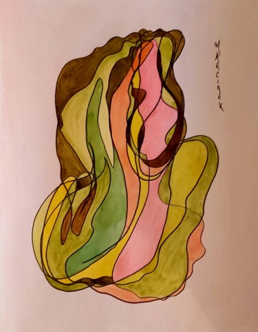 Ζωγραφική με τίτλο ""Belles Formes"" από Renée Marcinek, Αυθεντικά έργα τέχνης, Ακουαρέλα