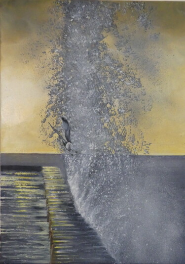 Pintura intitulada "Comme une vague" por Renée Tortet, Obras de arte originais, Óleo