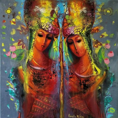Картина под названием "Dryads" - Reneta Isin, Подлинное произведение искусства, Масло Установлен на Деревянная рама для носи…