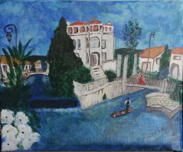 Картина под названием "Isle Sur La Sorgue" - Reneta Mincheva, Подлинное произведение искусства, Акрил Установлен на Деревянн…