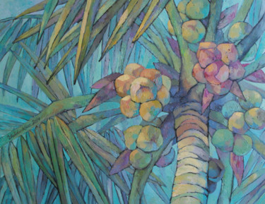 Schilderij getiteld "Coconuts" door Yulduskhon, Origineel Kunstwerk, Olie