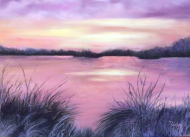 Drawing titled "Etangs de Boves" by Résy, Original Artwork, Pastel