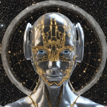 Digitale Kunst getiteld "AI Robot Digital Mi…" door Reskatorsilver, Origineel Kunstwerk, Digitale afdruk