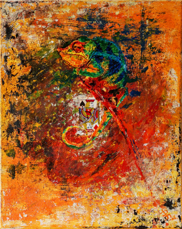 Картина под названием "-Chameleon Adaptati…" - Retne, Подлинное произведение искусства, Акрил
