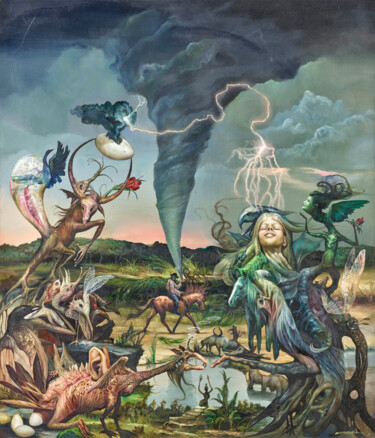 Schilderij getiteld "Peace in the Storm" door Reydel Espinosa Fernandez, Origineel Kunstwerk, Olie