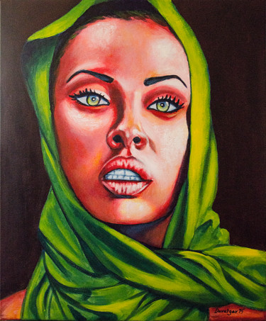 Malerei mit dem Titel "Eva Pigford" von Reza Davatgar, Original-Kunstwerk, Acryl