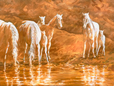 Pintura titulada "Ghost Pony Morning" por Ritch Gaiti, Obra de arte original, Oleo