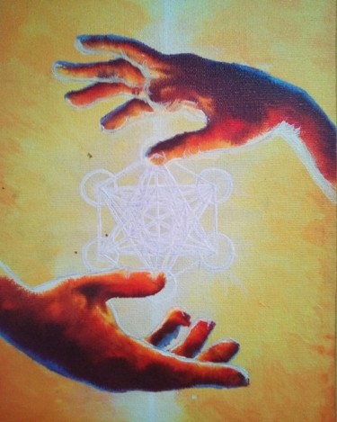 Pintura intitulada "Power metatron cube" por Rhagara, Obras de arte originais, Acrílico