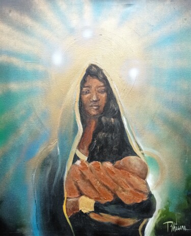 Painting titled "Santa Sara Maria Ne…" by Rhagara, Original Artwork, Acrylic Mounted on Wood Panel