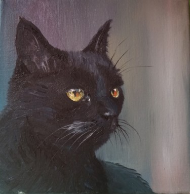 Pintura titulada "Black cat" por Svitlana Tokmakova, Obra de arte original, Oleo