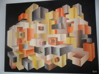 Painting titled "Cubic perspective" by Ricardo Martinez, Original Artwork, Oil