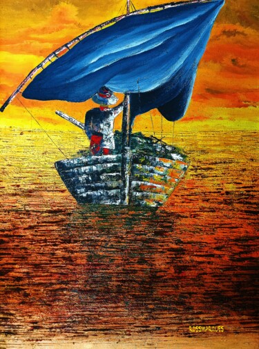 Картина под названием "O Barqueiro" - Ricardo Ross Marques, Подлинное произведение искусства, Масло