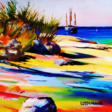 Digitale Kunst mit dem Titel "Barco na praia" von Ricardo Ross Marques, Original-Kunstwerk, KI-generiertes Bild