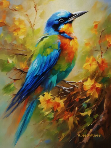 数字艺术 标题为“Pássaro Azul” 由Ricardo Ross Marques, 原创艺术品, 数字油画