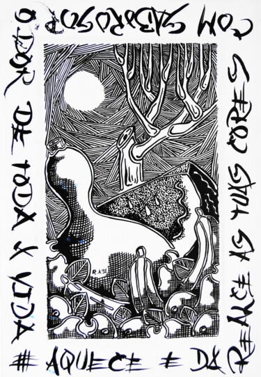 Tekening getiteld "CABAÇA/ CENA AGREST…" door Ricaru Araujo, Origineel Kunstwerk, Inkt