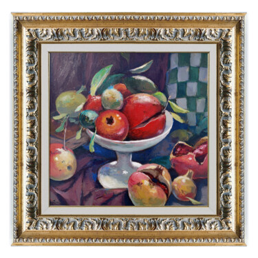 Pintura intitulada "Pomegranates - Ital…" por Riccardo Chirici, Obras de arte originais, Óleo Montado em Outro painel rígido