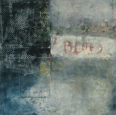 Ζωγραφική με τίτλο "blues" από Riccardo Perrone, Αυθεντικά έργα τέχνης, Λάδι Τοποθετήθηκε στο Ξύλινο φορείο σκελετό