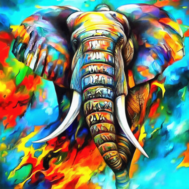 Digitale Kunst mit dem Titel "Vision de un elefan…" von Riccardo Zullian, Original-Kunstwerk, Digitale Malerei