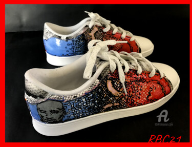 Textile Art titled "Sneakers by RBC/LIB…" by Rice Bare, Original Artwork, Clothing