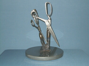 Sculpture titled "conjoined scissors" by Rich Leyden, Original Artwork, Metals