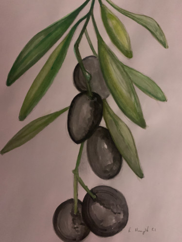 Ζωγραφική με τίτλο "Olive 3" από Richard Mangold, Αυθεντικά έργα τέχνης, Ακουαρέλα