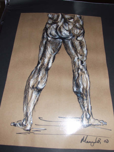 "Mans Legs Ink On Pa…" başlıklı Tablo Richard Mangold tarafından, Orijinal sanat, Petrol