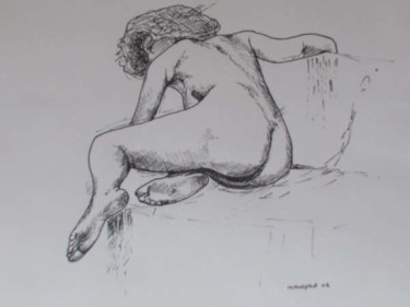 Ζωγραφική με τίτλο "Seated Nude" από Richard Mangold, Αυθεντικά έργα τέχνης, Λάδι