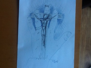 Drawing titled "At The Hand Of God" by Richard Mangold, Original Artwork, Ink
