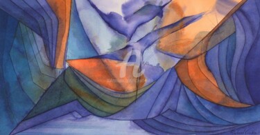 Painting titled "Petite pause pour d…" by Richard Aubin, Original Artwork, Watercolor