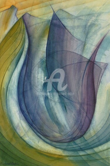 绘画 标题为“Le chemin des Tulip…” 由Richard Aubin, 原创艺术品, 水彩