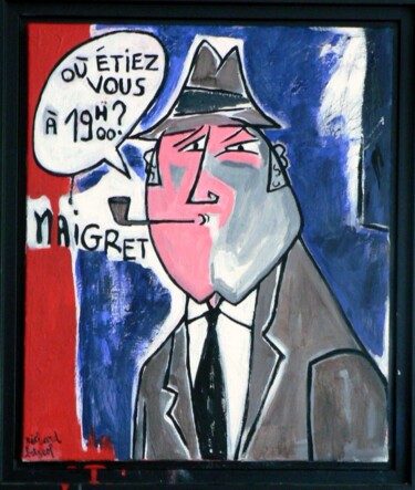 Schilderij getiteld "MAIGRET" door Richard Boigeol, Origineel Kunstwerk, Olie Gemonteerd op Frame voor houten brancard