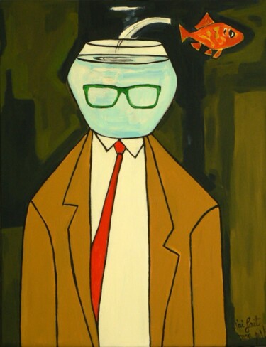 Painting titled "AUTOPORTRAIT" by Richard Boigeol, Original Artwork, Acrylic Mounted on Wood Stretcher frame