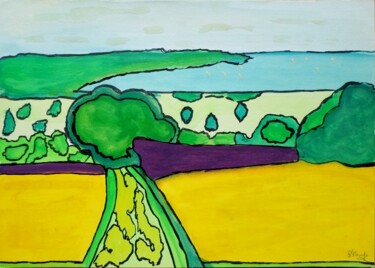 Картина под названием "Bretagne-3" - Richard Gillet, Подлинное произведение искусства, Акварель