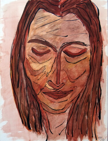 Peinture intitulée "Cathy" par Richard Gillet, Œuvre d'art originale, Aquarelle