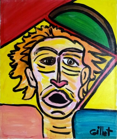 Malerei mit dem Titel "Clown triste" von Richard Gillet, Original-Kunstwerk, Acryl