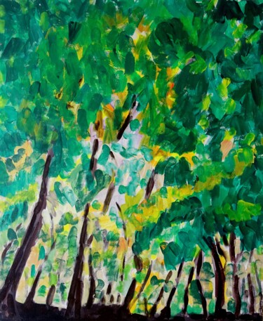 Painting titled "Sous bois" by Richard Gillet, Original Artwork, Acrylic