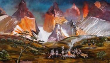 Schilderij getiteld "Fuego en Torres de…" door Richard Greswell, Origineel Kunstwerk, Olie
