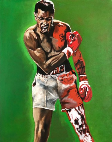 Malerei mit dem Titel "Cassius Clay - Moha…" von Richard Hanssens, Original-Kunstwerk, Öl