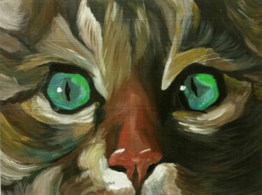 Painting titled "Chaton" by Richard Hanssens, Original Artwork, Oil