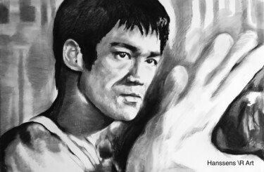 Dibujo titulada "Bruce Lee (2)" por Richard Hanssens, Obra de arte original, Carbón