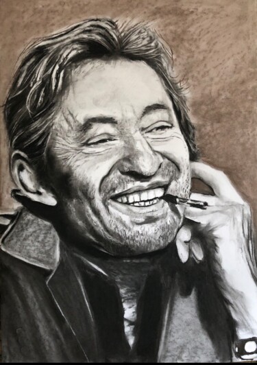 图画 标题为“Serge Gainsbourg (2)” 由Richard Hanssens, 原创艺术品, 木炭