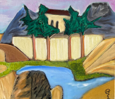 Pittura intitolato "House on a Hill" da Richard Heiens, Opera d'arte originale, Acrilico