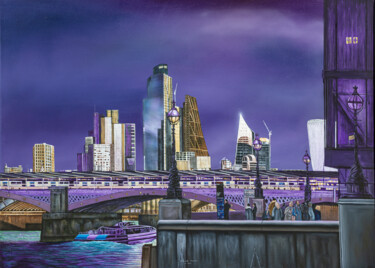 Картина под названием "City of London and…" - Richard Murrin, Подлинное произведение искусства, Масло