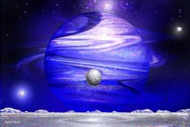 Digitale Kunst getiteld "Blue Planet" door Richard Murrin, Origineel Kunstwerk, Digitaal Schilderwerk