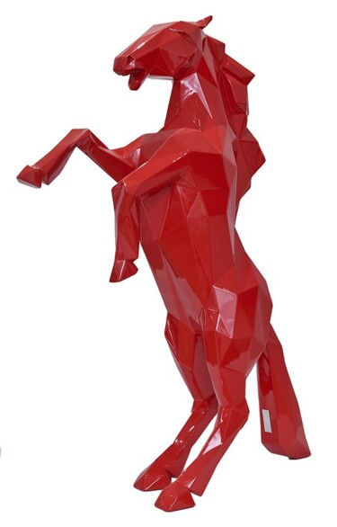 Skulptur mit dem Titel "Red Horse" von Richard Orlinski, Original-Kunstwerk, Harz